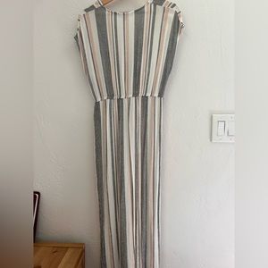 Lulu’s Coastal Grooves White Multi Striped Swim Cover-Up